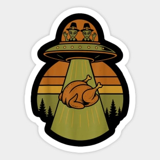 Funny Thanksgiving Alien UFO Turkey Men Women Kids Sticker